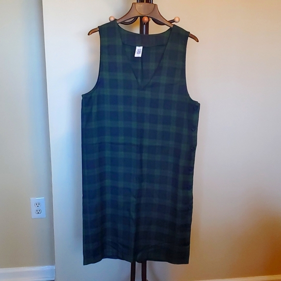 Jumper Dress  Green/Navy Plaid  Sz 10 - Picture 1 of 5